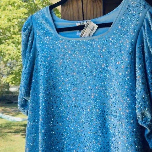 QUEEN OF SPARKLES Light Blue Rhinestone Skirt Set - Picture 5 of 6